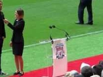 Liverpool FC manager Jurgen Klopps speech at the opening of the new Main Stand. Credit LFCTV
